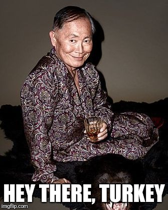 George Takei | HEY THERE, TURKEY | image tagged in george tekei | made w/ Imgflip meme maker