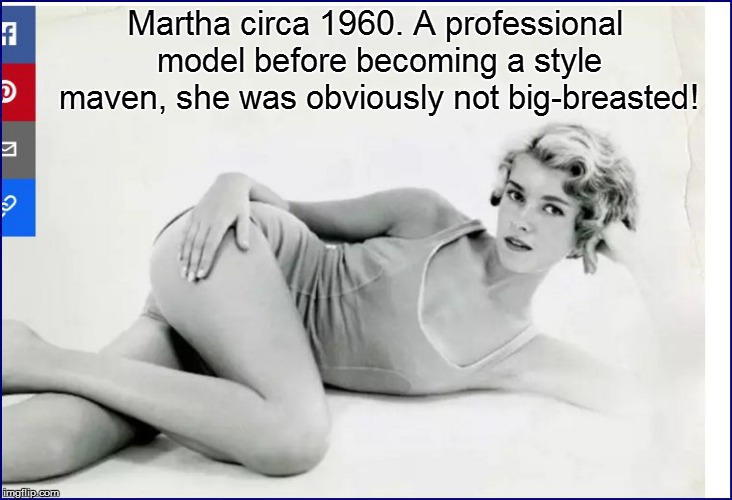 Martha circa 1960. A professional model before becoming a style maven, she was obviously not big-breasted! | made w/ Imgflip meme maker