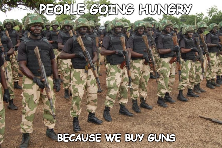 PEOPLE GOING HUNGRY BECAUSE WE BUY GUNS | made w/ Imgflip meme maker