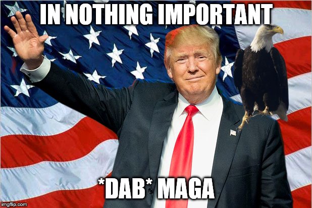 Trump Nationalism MAGA | IN NOTHING IMPORTANT *DAB* MAGA | image tagged in trump nationalism maga | made w/ Imgflip meme maker