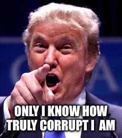 Trump Trademark | ONLY I KNOW HOW TRULY CORRUPT I  AM | image tagged in trump trademark | made w/ Imgflip meme maker