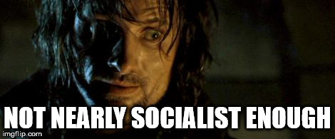 Aragorn - Not nearly frightened enough | NOT NEARLY SOCIALIST ENOUGH | image tagged in aragorn - not nearly frightened enough | made w/ Imgflip meme maker