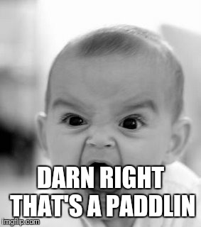 Angry Baby Meme | DARN RIGHT THAT'S A PADDLIN | image tagged in memes,angry baby | made w/ Imgflip meme maker