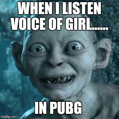 Gollum Meme | WHEN I LISTEN VOICE OF GIRL...... IN PUBG | image tagged in memes,gollum | made w/ Imgflip meme maker