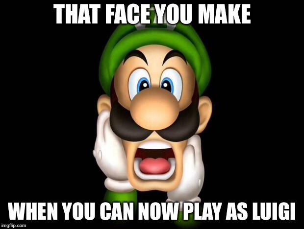 WTF Luigi | THAT FACE YOU MAKE; WHEN YOU CAN NOW PLAY AS LUIGI | image tagged in wtf luigi | made w/ Imgflip meme maker