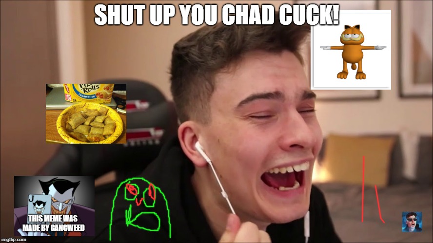 SHUT UP YOU CHAD CUCK! THIS MEME WAS MADE BY GANGWEED | image tagged in memes,gangweed,gaming,joker,shitpost | made w/ Imgflip meme maker