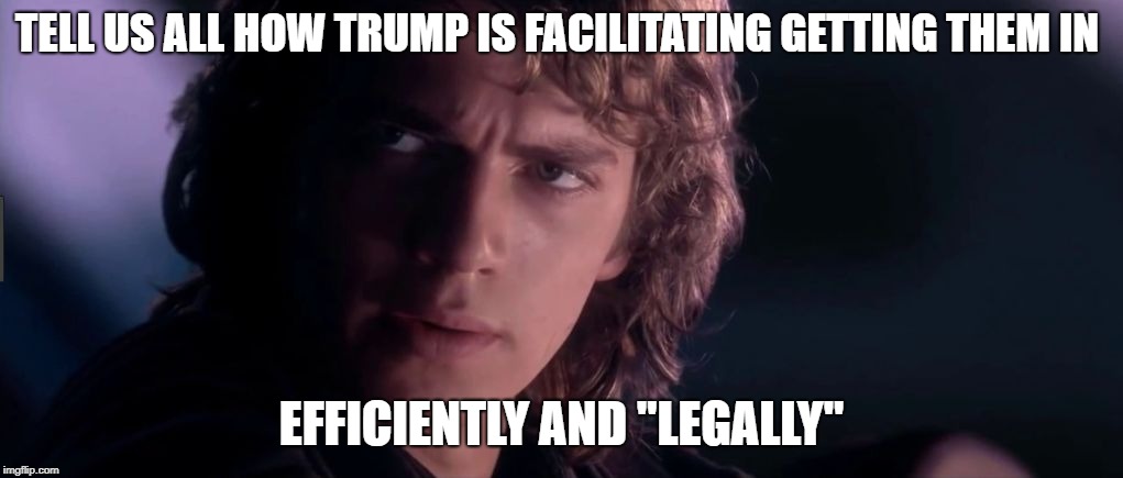 Anakin - Possible to learn this power? | TELL US ALL HOW TRUMP IS FACILITATING GETTING THEM IN EFFICIENTLY AND "LEGALLY" | image tagged in anakin - possible to learn this power | made w/ Imgflip meme maker