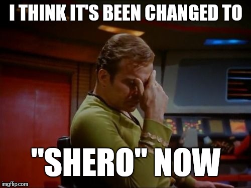 I THINK IT'S BEEN CHANGED TO "SHERO" NOW | made w/ Imgflip meme maker