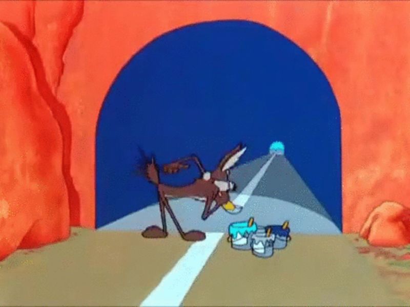 High Quality WILE E. COYOTE PAINTS A TUNNEL Blank Meme Template