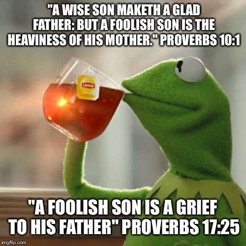 But That's None Of My Business Meme | "A WISE SON MAKETH A GLAD FATHER: BUT A FOOLISH SON IS THE HEAVINESS OF HIS MOTHER." PROVERBS 10:1; "A FOOLISH SON IS A GRIEF TO HIS FATHER" PROVERBS 17:25 | image tagged in memes,but thats none of my business,kermit the frog | made w/ Imgflip meme maker
