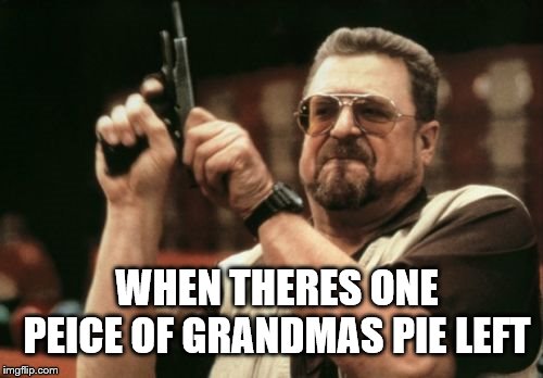 Am I The Only One Around Here Meme | WHEN THERES ONE PEICE OF GRANDMAS PIE LEFT | image tagged in memes,am i the only one around here | made w/ Imgflip meme maker