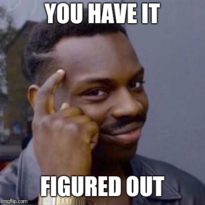 wise black guy | YOU HAVE IT FIGURED OUT | image tagged in wise black guy | made w/ Imgflip meme maker