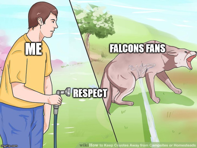 Respect women | FALCONS FANS; ME; RESPECT | image tagged in respect women | made w/ Imgflip meme maker