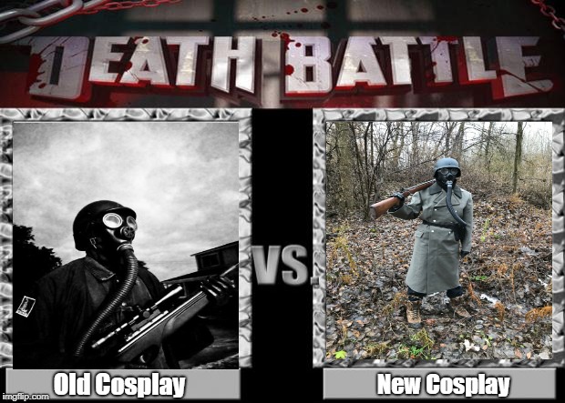 death battle | Old Cosplay; New Cosplay | image tagged in death battle | made w/ Imgflip meme maker
