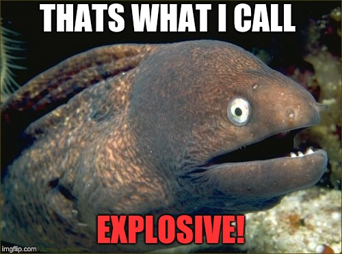 Bad Joke Eel Meme | THATS WHAT I CALL EXPLOSIVE! | image tagged in memes,bad joke eel | made w/ Imgflip meme maker