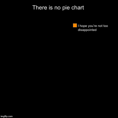 There is no pie chart | I hope you’re not too disappointed | image tagged in funny,pie charts | made w/ Imgflip chart maker