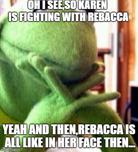 OH I SEE,SO KAREN IS FIGHTING WITH REBACCA; YEAH AND THEN,REBACCA IS ALL LIKE IN HER FACE THEN... | image tagged in funny | made w/ Imgflip meme maker