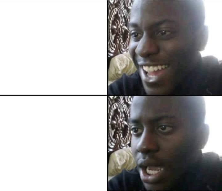 Young Man Smile Then Shock Blank Meme Template