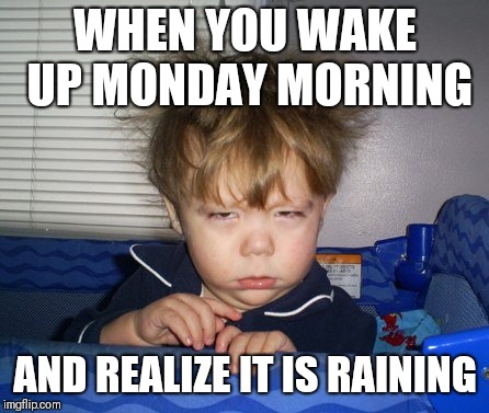 Monday Mornings | WHEN YOU WAKE UP MONDAY MORNING; AND REALIZE IT IS RAINING | image tagged in monday mornings | made w/ Imgflip meme maker