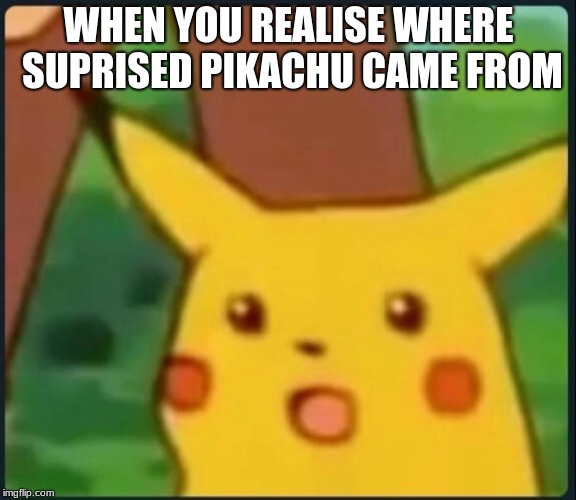 Surprised Pikachu | WHEN YOU REALISE WHERE SUPRISED PIKACHU CAME FROM | image tagged in surprised pikachu | made w/ Imgflip meme maker