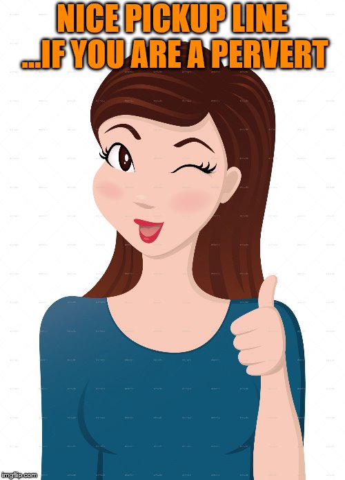 girl approval | NICE PICKUP LINE ...IF YOU ARE A PERVERT | image tagged in girl approval | made w/ Imgflip meme maker
