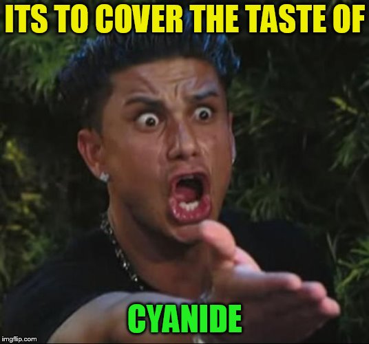 DJ Pauly D Meme | ITS TO COVER THE TASTE OF CYANIDE | image tagged in memes,dj pauly d | made w/ Imgflip meme maker