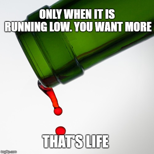 Life | ONLY WHEN IT IS RUNNING LOW. YOU WANT MORE; THAT'S LIFE | image tagged in life | made w/ Imgflip meme maker