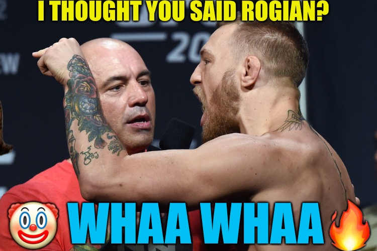 I Thought You Said Rogain  | I THOUGHT YOU SAID ROGIAN? 🤡 WHAA WHAA🔥 | image tagged in i thought you said rogain,scumbag,joe rogan,burn,bad jokes | made w/ Imgflip meme maker