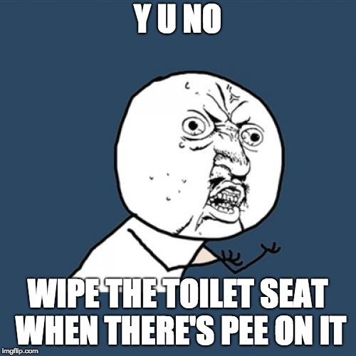 Y U No Meme | Y U NO WIPE THE TOILET SEAT WHEN THERE'S PEE ON IT | image tagged in memes,y u no | made w/ Imgflip meme maker