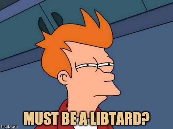 MUST BE A LIBTARD? | image tagged in memes,futurama fry | made w/ Imgflip meme maker