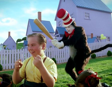 High Quality cat in the hat with a bat Blank Meme Template