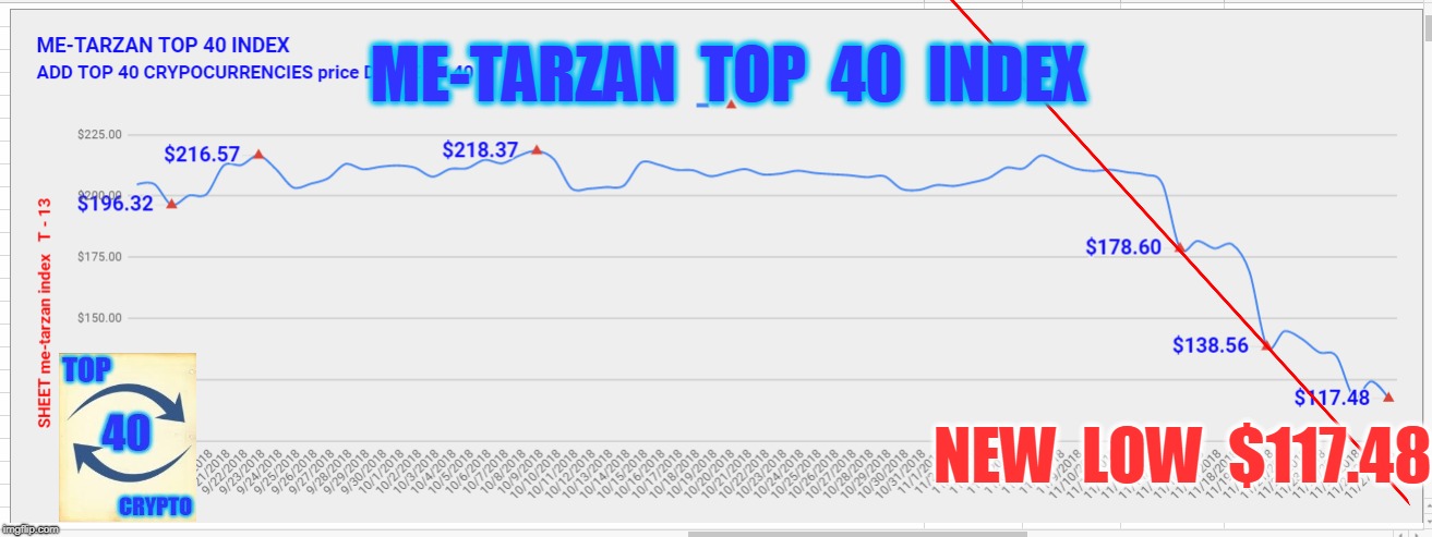 ME-TARZAN  TOP  40  INDEX; NEW  LOW  $117.48 | made w/ Imgflip meme maker