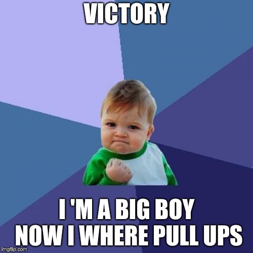 Success Kid Meme | VICTORY; I 'M A BIG BOY NOW I WHERE PULL UPS | image tagged in memes,success kid | made w/ Imgflip meme maker