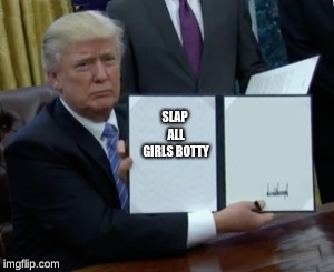 SLAP ALL GIRLS BOTTY | image tagged in donald trump | made w/ Imgflip meme maker