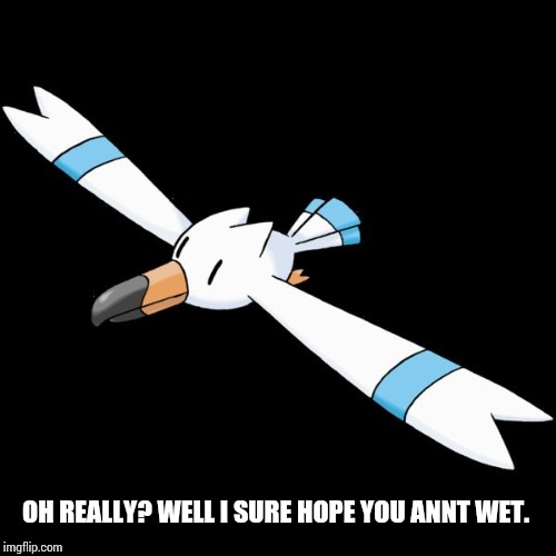OH REALLY? WELL I SURE HOPE YOU ANNT WET. | image tagged in hydro the wingull | made w/ Imgflip meme maker