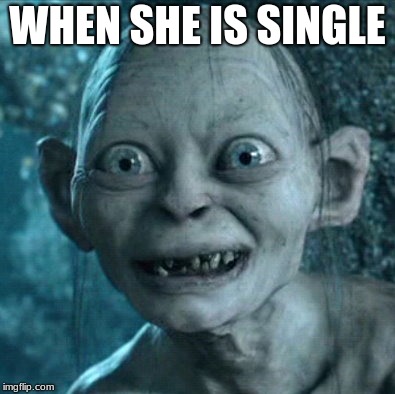 Gollum Meme | WHEN SHE IS SINGLE | image tagged in memes,gollum | made w/ Imgflip meme maker