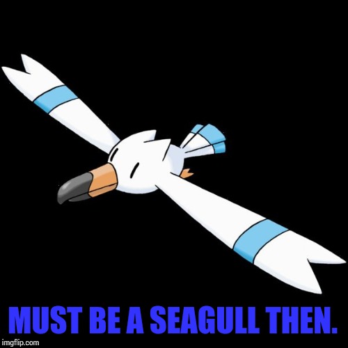MUST BE A SEAGULL THEN. | image tagged in hydro the wingull | made w/ Imgflip meme maker