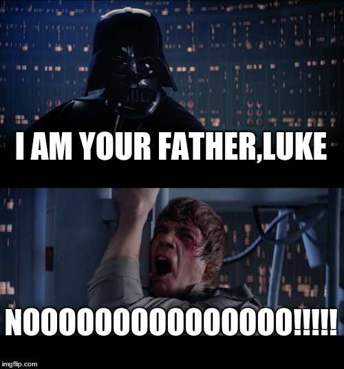 Star Wars No Meme | I AM YOUR FATHER,LUKE; NOOOOOOOOOOOOOOO!!!!! | image tagged in memes,star wars no | made w/ Imgflip meme maker