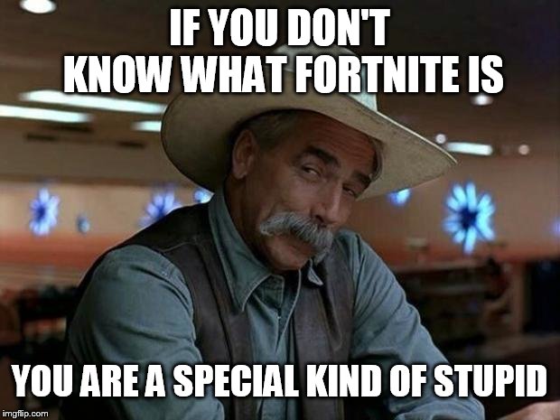 special kind of stupid | IF YOU DON'T KNOW WHAT FORTNITE IS YOU ARE A SPECIAL KIND OF STUPID | image tagged in special kind of stupid | made w/ Imgflip meme maker