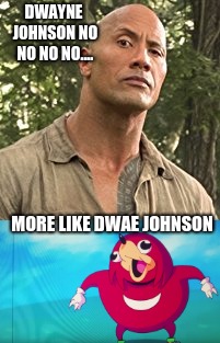 dwae johnson | DWAYNE JOHNSON NO NO NO NO.... MORE LIKE DWAE JOHNSON | image tagged in ugandan knuckles,dwayne johnson,funny memes | made w/ Imgflip meme maker
