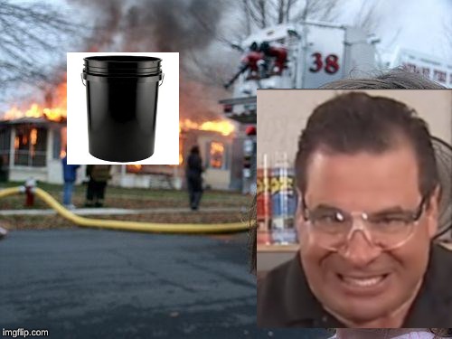 Disaster Phil | image tagged in memes,disaster girl,phil swift,that's alotta damage | made w/ Imgflip meme maker