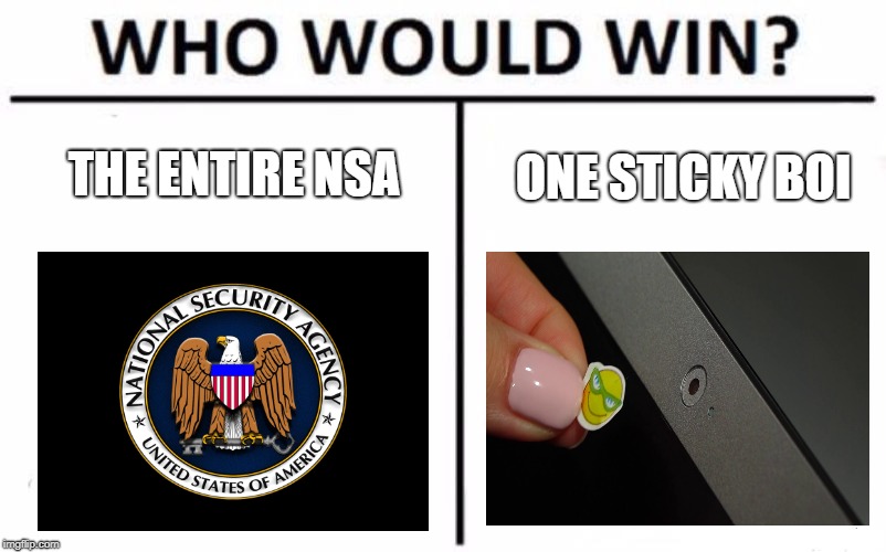 Who Would Win? Meme | THE ENTIRE NSA; ONE STICKY BOI | image tagged in memes,who would win,funny | made w/ Imgflip meme maker