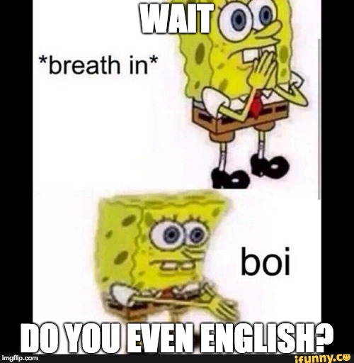 Spongebob Boi | WAIT DO YOU EVEN ENGLISH? | image tagged in spongebob boi | made w/ Imgflip meme maker