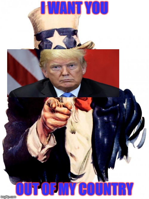 AMERICA F**K YEAH | I WANT YOU; OUT OF MY COUNTRY | image tagged in memes,uncle sam | made w/ Imgflip meme maker