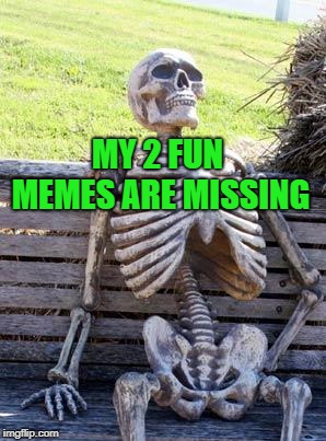 Waiting Skeleton Meme | MY 2 FUN MEMES ARE MISSING | image tagged in memes,waiting skeleton | made w/ Imgflip meme maker