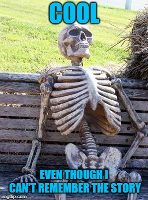 Waiting Skeleton Meme | COOL EVEN THOUGH I CAN'T REMEMBER THE STORY | image tagged in memes,waiting skeleton | made w/ Imgflip meme maker