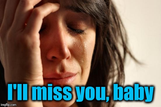 First World Problems Meme | I'll miss you, baby | image tagged in memes,first world problems | made w/ Imgflip meme maker