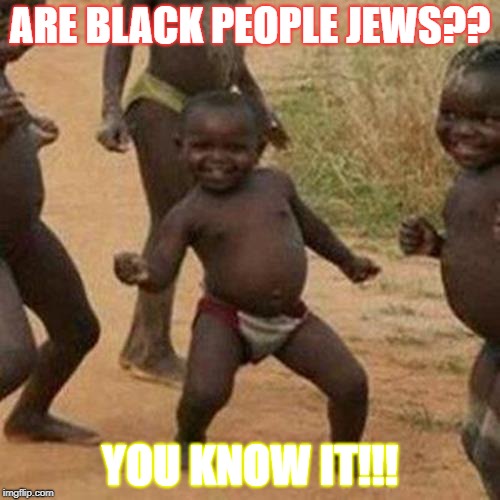 Third World Success Kid Meme | ARE BLACK PEOPLE JEWS?? YOU KNOW IT!!! | image tagged in memes,third world success kid | made w/ Imgflip meme maker