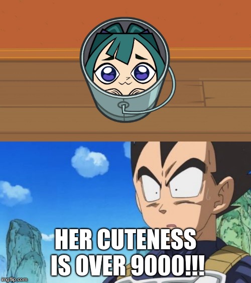 HER CUTENESS IS OVER 9000!!! | image tagged in memes,surprized vegeta,kawaii gwen | made w/ Imgflip meme maker