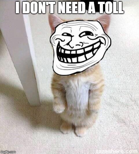 Troll Cat | I DON'T NEED A TOLL | image tagged in troll cat | made w/ Imgflip meme maker